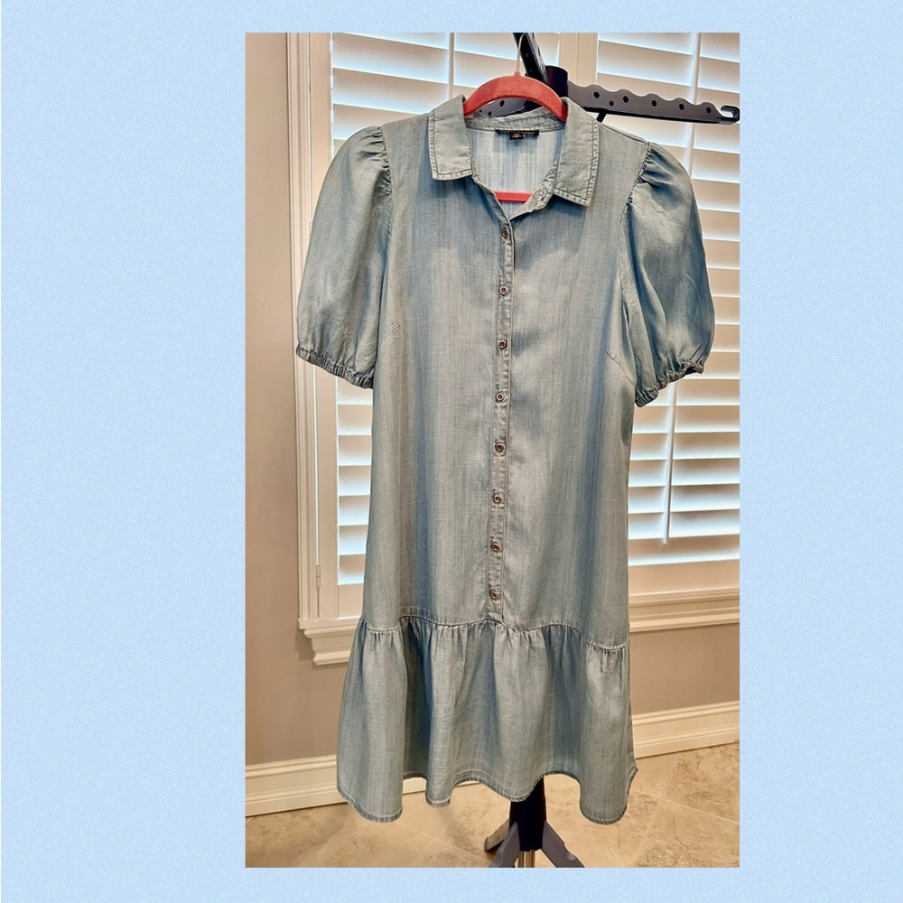 Light Blue Button-Up Dress